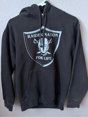 Raider Nation For Life Black Hoodie Sweatshirt Medium